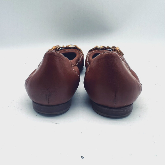 AGL Shoes Womens 36.5 US 6.5 Brown Black Ballet Flats Cap Toe Buckle Monika - Picture 6 of 12
